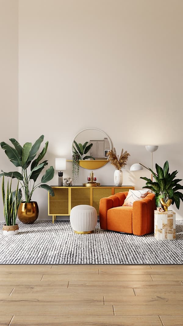 Styled bedroom vignette